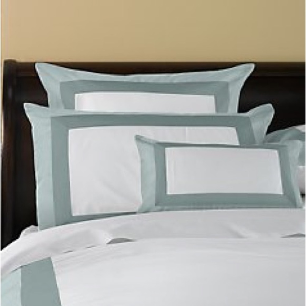 RESTORATION HARDWARE Italian Banded Sateen King Pillow Sham in Silver Sage, Pair